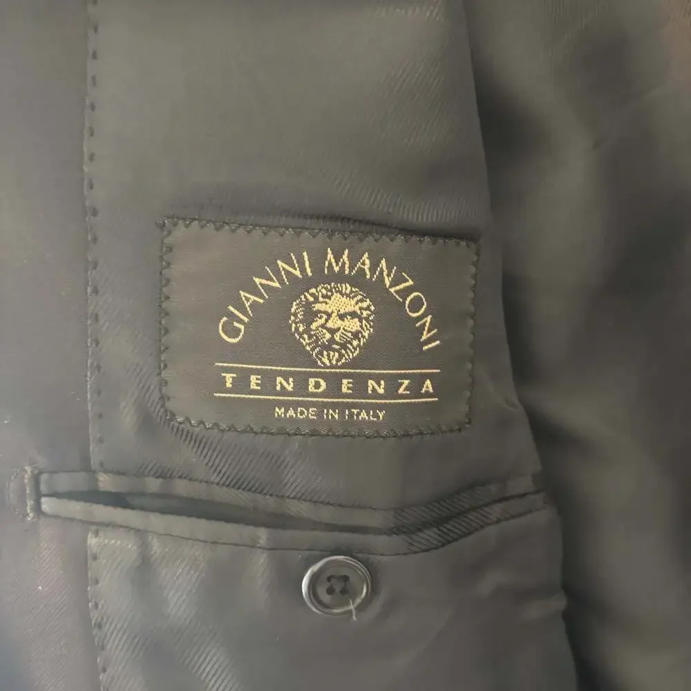 Gianni Manzoni Tendenza Black Blazer, 48, Angelico Super 140s Wool Made in Italy